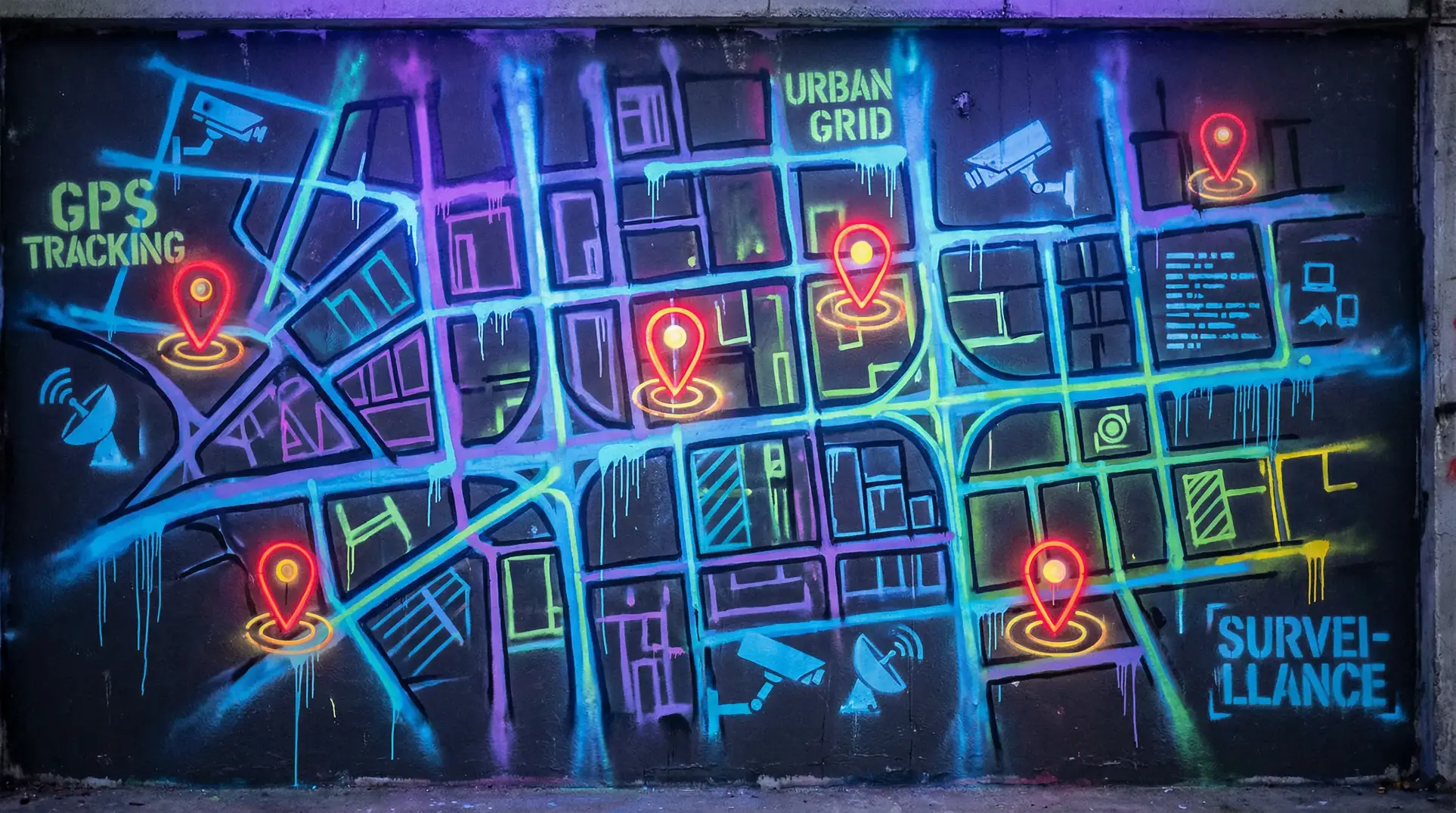 祖尔格拉布 狗仔追踪地图 - 城市涂鸦风格